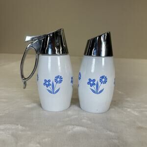 Vintage Gemco Blue Cornflower Sugar And Syrup Dispenser Pair Benefits Charity